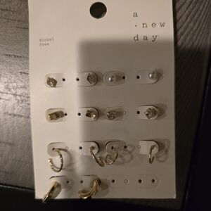 a new day Gold-Tone Mixed Stud and Hoop Earring Set with Pearls